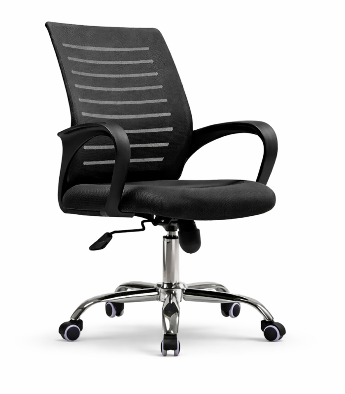 Black Mid Back Office Chair with Mesh Back and Wheels